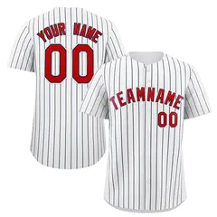White Red-Navy Stripe Authentic Fashion Baseball Jersey
