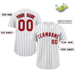 White Red-Navy Stripe Authentic Fashion Baseball Jersey 2