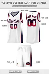 White Red Navy Two Tone Font Basketball Jersey 2