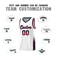 White Red Navy Two Tone Font Basketball Jersey 3