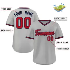 White Red Navy V-Neck Pullover Baseball Jersey 2