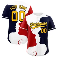 White Red Navy Valentine's Day Couple Silhouettes Baseball Jersey 1