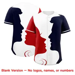 White Red Navy Valentine's Day Couple Silhouettes Baseball Jersey 2