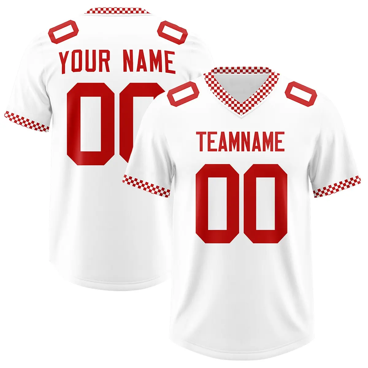 White Red Neckline Square Classic Authentic Football Jersey