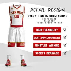 White Red-Old Gold Graffiti Lightning Basketball Jersey 2