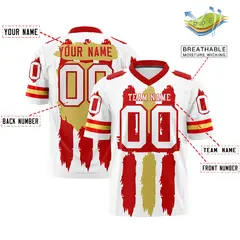 White Red Old Gold Graffiti Pattern Flag Football Jersey 2