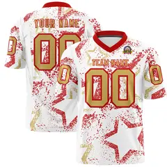 White Red-Old Gold Star Graffiti Football Jersey 1