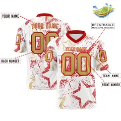 White Red-Old Gold Star Graffiti Football Jersey 2
