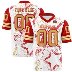 White Red-Old Gold Star Pattern Authentic Football Jersey 1