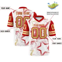 White Red-Old Gold Star Pattern Authentic Football Jersey 2