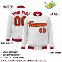 White Red-Old Gold Varsity Full-Snap Letterman Jacket 2