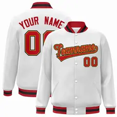 White Red-Old Gold Varsity Full-Snap Letterman Jacket 1