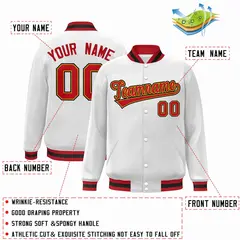 White Red-Old Gold Varsity Full-Snap Letterman Jacket 2