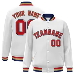 White Red-Old Gold Varsity Full-Snap Letterman Jacket 1