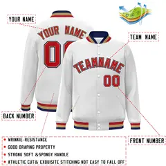 White Red-Old Gold Varsity Full-Snap Letterman Jacket 2
