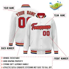 White Red-Old Gold Varsity Full-Snap Letterman Jacket 2