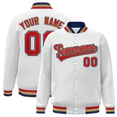 White Red-Old Gold Varsity Full-Snap Letterman Jacket 1
