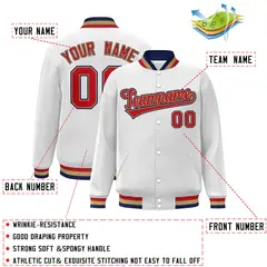 White Red-Old Gold Varsity Full-Snap Letterman Jacket 2