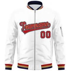 White Red-Old Gold Varsity Full-Zip Letterman Bomber Jacket 3