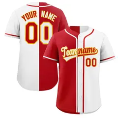 White Red-Orange Hook Split Fashion Baseball Jersey 1