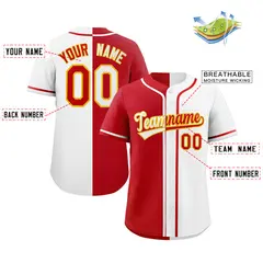 White Red-Orange Hook Split Fashion Baseball Jersey 2
