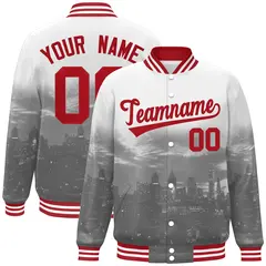 White Red Philadelphia Skyline Varsity Full-Snap Track Jacket 1