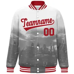 White Red Philadelphia Skyline Varsity Full-Snap Track Jacket 3