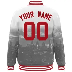 White Red Philadelphia Skyline Varsity Full-Snap Track Jacket 4