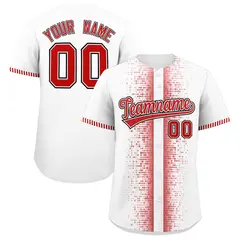 White Red Phonetic Rhythm Authentic Baseball Jersey