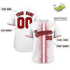 White Red Phonetic Rhythm Authentic Baseball Jersey 2