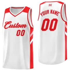 White Red-Pink Classic Mesh Sport Basketball Jersey