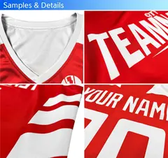 White Red-Pink Classic Mesh Sport Basketball Jersey 5