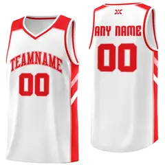 White Red-Pink Classic Mesh Sport Basketball Jersey