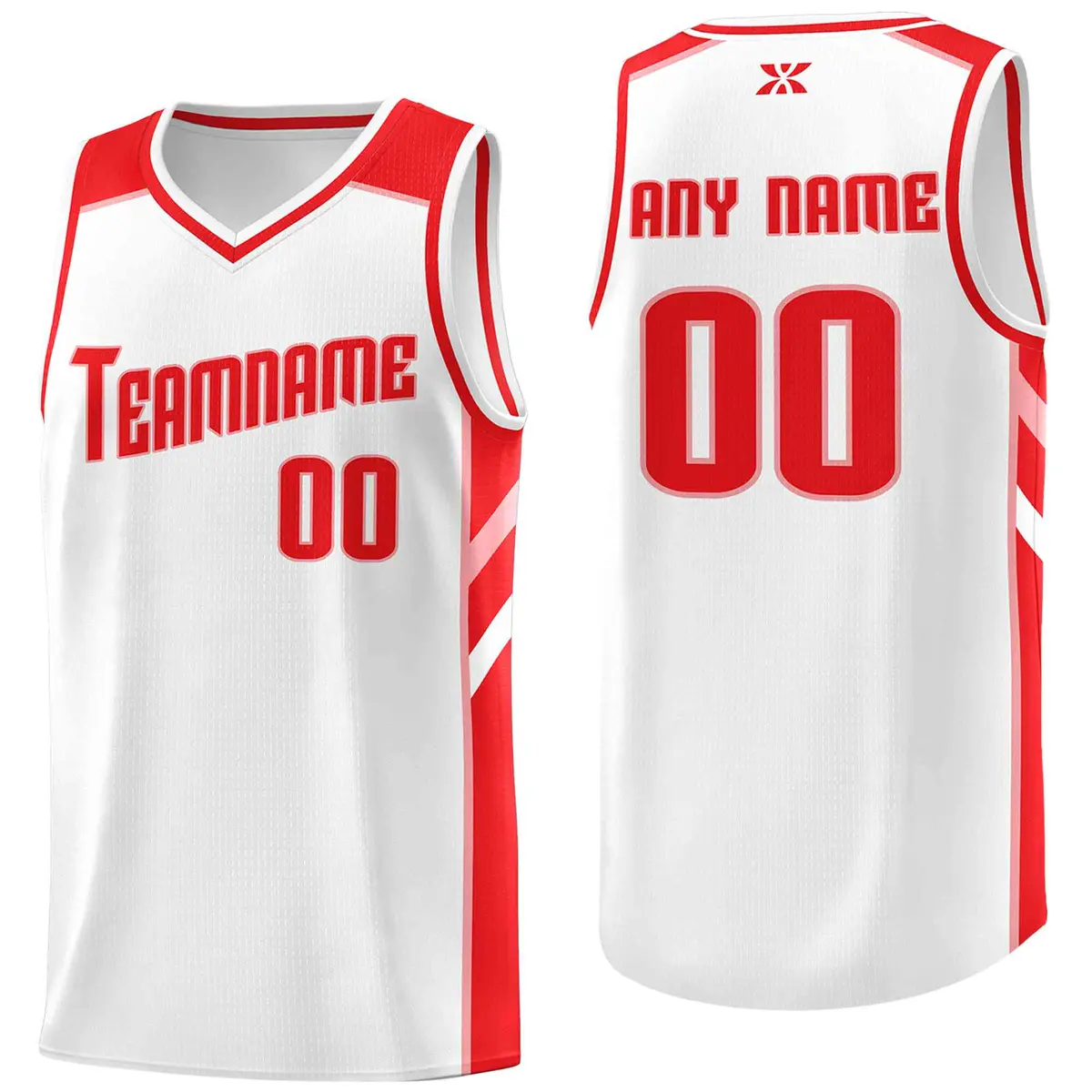 White Red-Pink Classic Mesh Sport Basketball Jersey