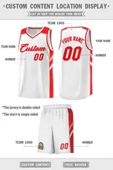 White Red-Pink Classic Sports Uniform Basketball Jersey Set 2
