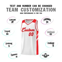 White Red-Pink Classic Sports Uniform Basketball Jersey Set 4