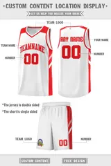 White Red-Pink Classic Sports Uniform Basketball Jersey Set 2