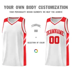 White Red-Pink Classic Sports Uniform Basketball Jersey Set 3