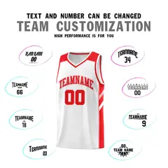 White Red-Pink Classic Sports Uniform Basketball Jersey Set 4
