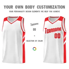 White Red-Pink Classic Sports Uniform Basketball Jersey Set 3