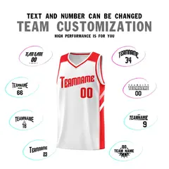 White Red-Pink Classic Sports Uniform Basketball Jersey Set 4