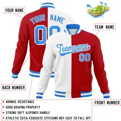 White Red Powder Blue Split Varsity Full-Snap Letterman Jacket 4