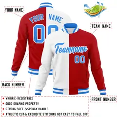White Red Powder Blue Split Varsity Full-Snap Letterman Jacket 4