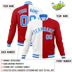 White Red Powder Blue Split Varsity Full-Snap Letterman Jacket 4