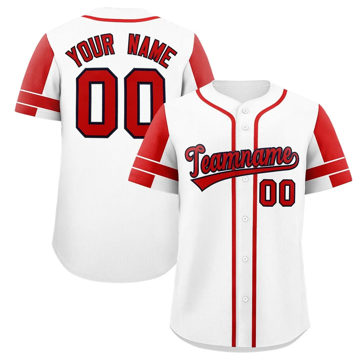 White Red Raglan Sleeve Authentic Baseball Jersey