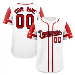 White Red Raglan Sleeve Authentic Baseball Jersey