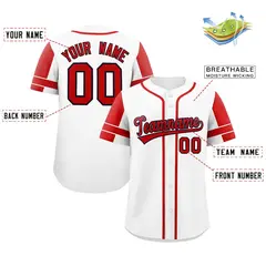 White Red Raglan Sleeve Authentic Baseball Jersey 2