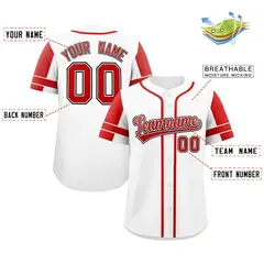 White Red Raglan Sleeve Authentic Baseball Jersey 2