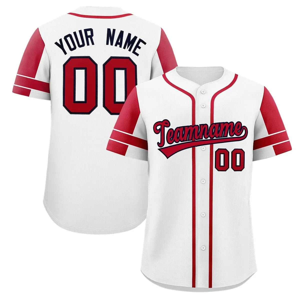 White Red Raglan Sleeve Authentic Baseball Jersey