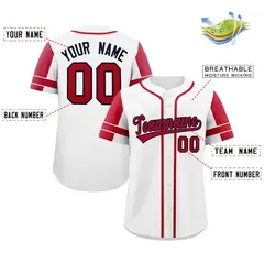 White Red Raglan Sleeve Authentic Baseball Jersey 2